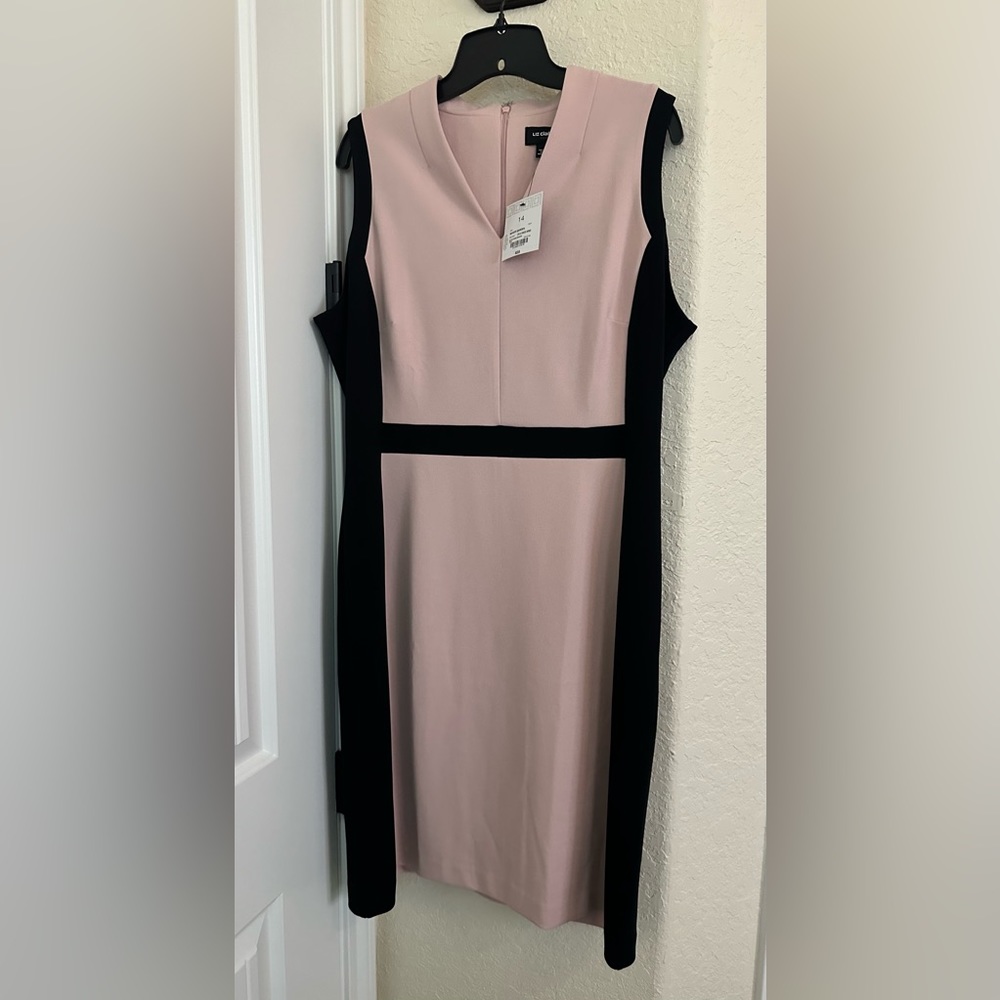 Liz Claiborne Career Dress Size 14 - Manor Garden, Black/Rose Quartz Sleeveless